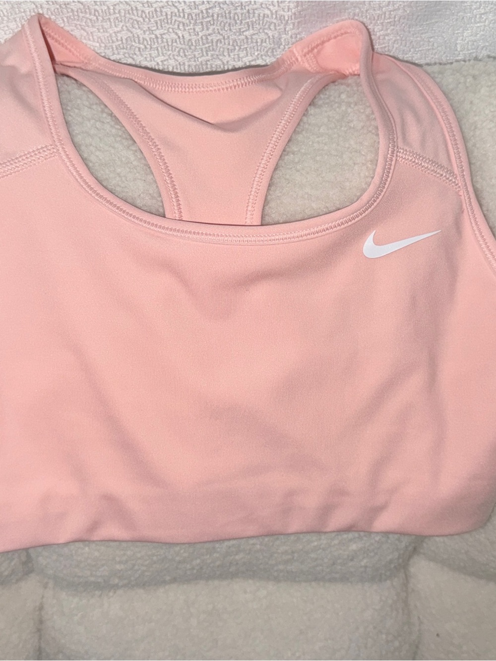 Nike Light Pink Racerback Sports Bra with White Swoosh
